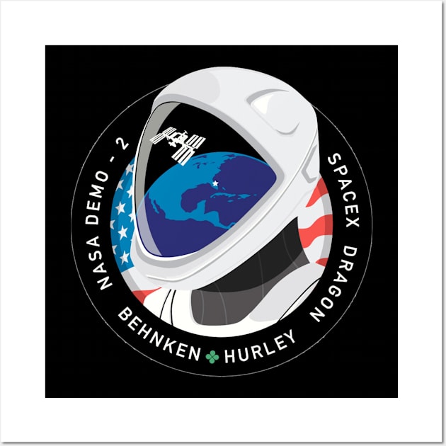 SpaceX NASA Demo-2 Mission Patch Hurley Behnken Wall Art by jutulen